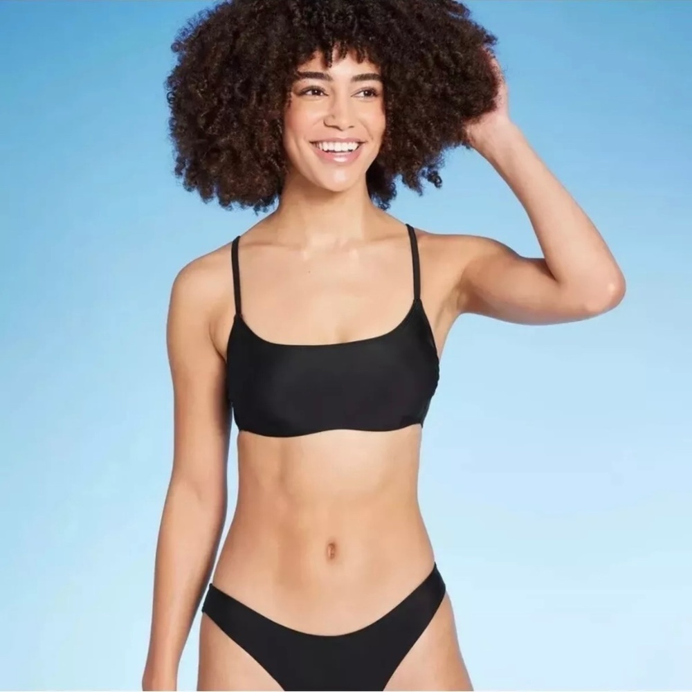 Wild Fable Bralette Bikini Top Black Unpadded Pull Over Beach Women's Size Small